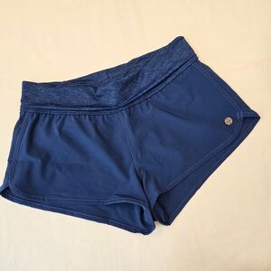 Prana Sunriver Board Shorts Belize Womens Sz S Navy Blue Fold Over Waistband NWT